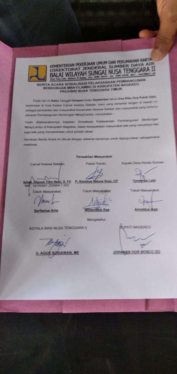 Tertulis Pembangunan Waduk Lambo  Sudah Diterima Warga, Isi Berita Acara Sosialisasi Di Protes Pemilik Lahan Terdampak