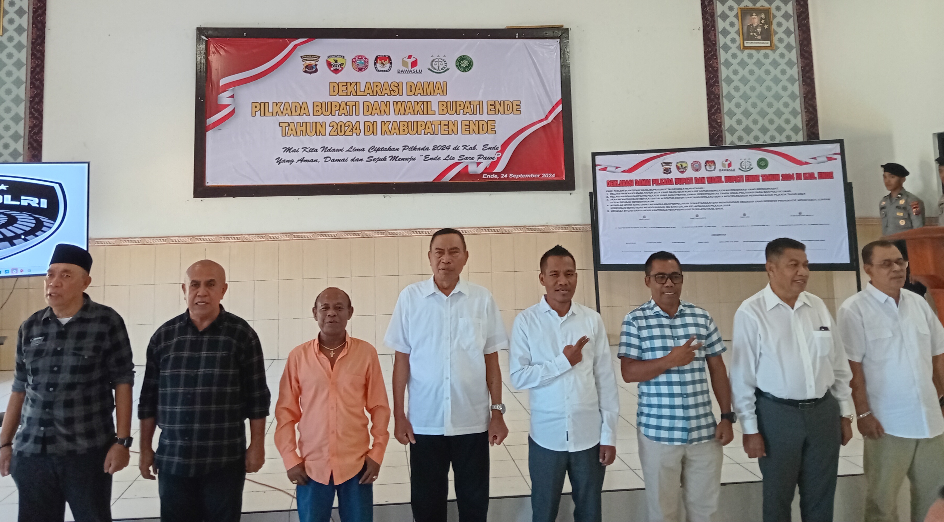 Polres Ende Gelar Deklarasi Pemilu Damai Jelang Pilkada Bupati Dan Wakil Bupati Ende 2024,Hadirkan Semua Paslon